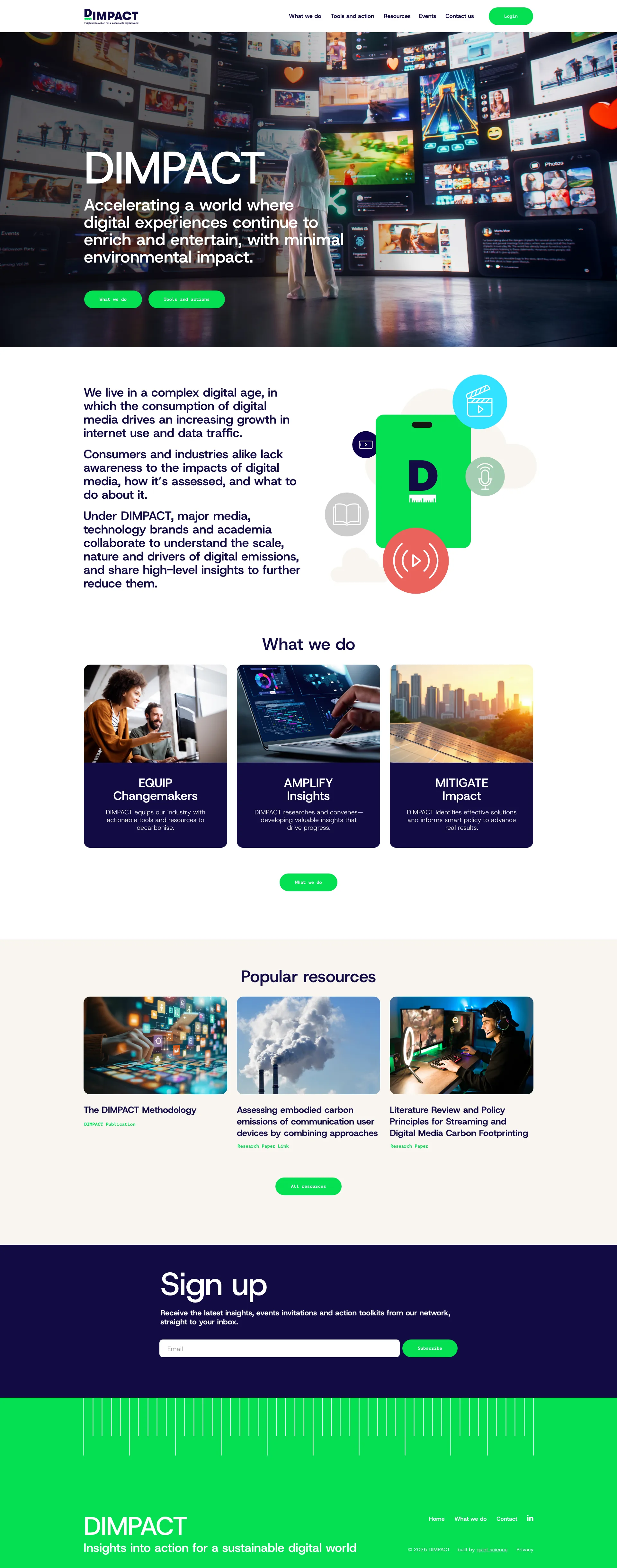 Home DIMPACT homepage UX design